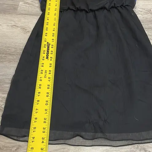 Andrew Marc Black & Blue Sleeveless Sheer Zip Back Elastic Waist Mini Dress S