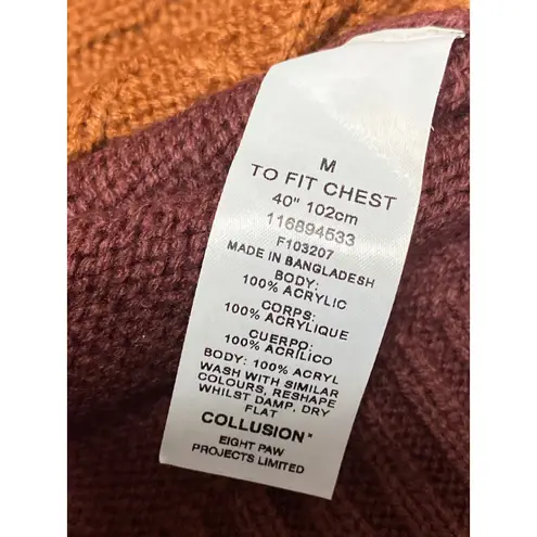 Collusion Women's Brown Cable Knit V Neck Button Up Cardigan Sweater Top Size M Size M