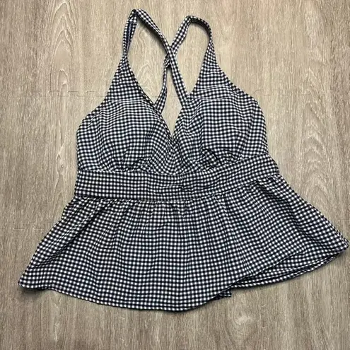 Draper James NWT RSVP Women's Blue Gingham Peplum Halter Tankini Top Size 1X