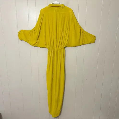 SWF Plunge Maxi Dress Citrus Chaos Yellow Size M Kimono Style, Chic Resortwear Size M