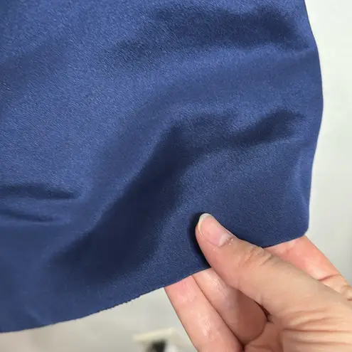 Marchesa Notte Navy/Gold Lace Embroidered Beaded Satin Sheath Evening Dress sz 8 Blue