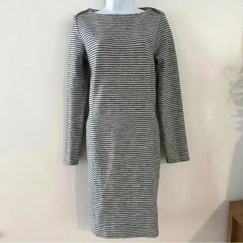 Duluth Trading Ponte Pro Dress Womens XS Black Gray Striped Knit Stretch Pockets