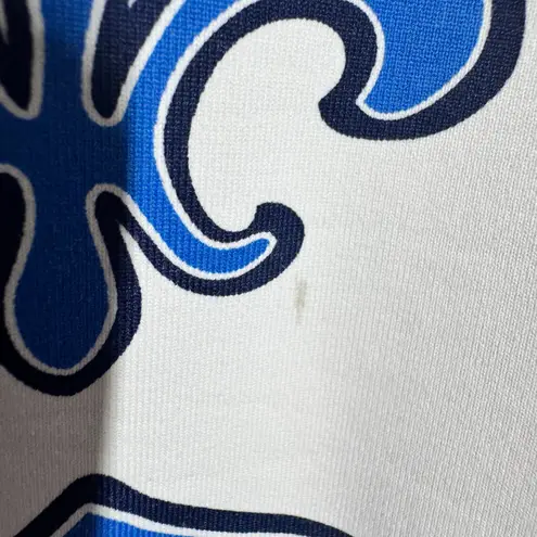 J. McLaughlin Top Women M Blue Fleur De Lis Print Signature Catalina Cloth Prep