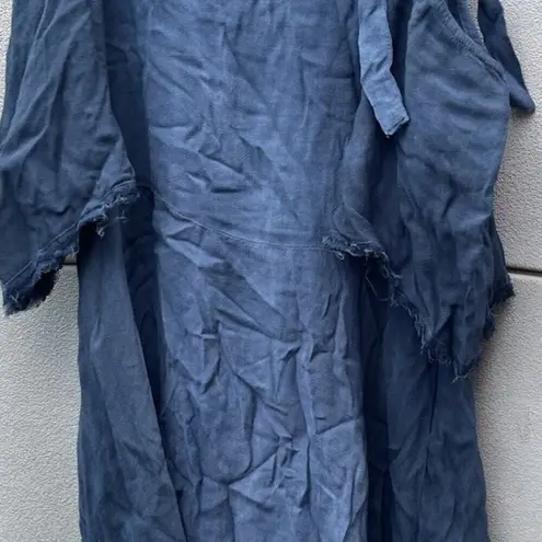 Gypsy Vintage Maxi Dress Top Back Tie Straps Blue Grey Tone Hollywood Sz M