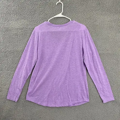 a.n.a  Shirt Women M Purple Long Sleeve Casual Scoop Neck Pocket Tee