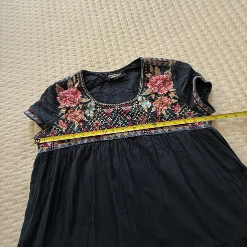 Johnny Was Alma Floral Embroidered Tiered Tunic Dress Sz XS Extra Small