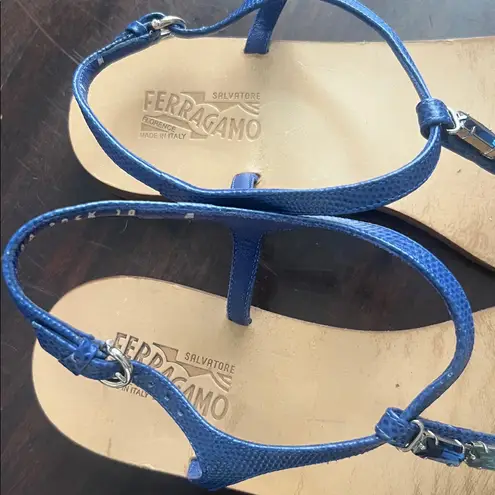 Salvatore Ferragamo Blue Gem-Embellished Sandals