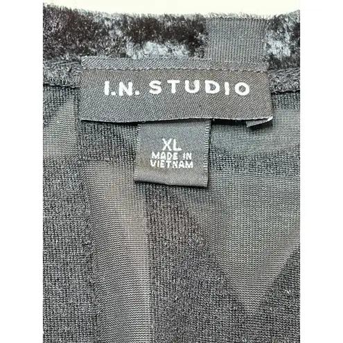 IN Studio Vintage Black Velvet Shrug Kimono Burnout size XL