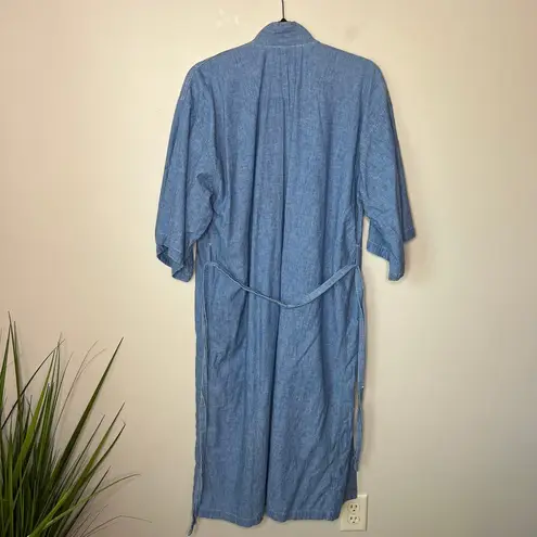 Ralph Lauren  Cotton Chambray Bathrobe Robe Size Medium Tie Waist Pockets