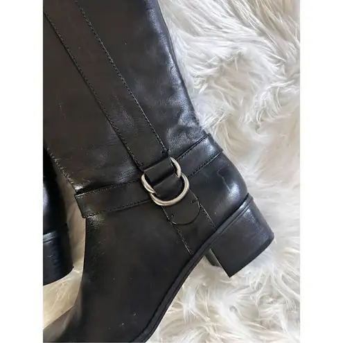 Bandolino  Boots Womens 7.5 Collyer Knee High Tall Riding Heels Black Leather Zip