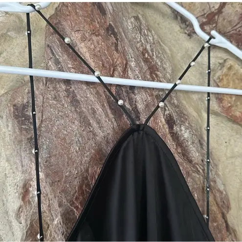 Commense Hold My Pearls Open Back Satin Long Dress size XL Black