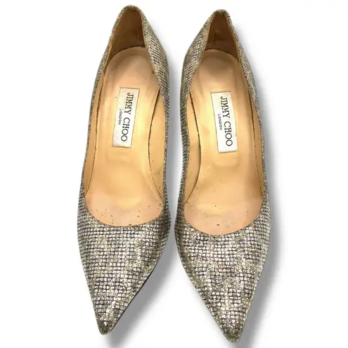 Jimmy Choo Glitter Heels Pointed Toe Stiletto Pumps Women Size 38