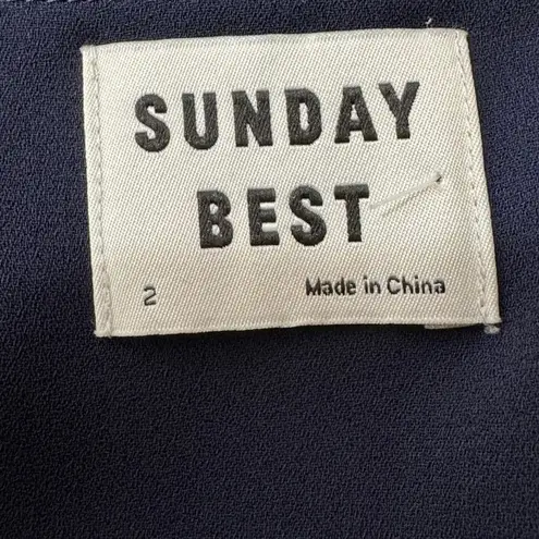 Aritzia Sunday Best Ruffle Wrap Chiffon Navy Mini Dress Size 2 Blue