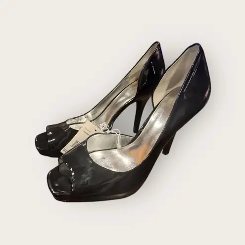 Mossimo Black Patent Leather Peep Toe Pumps High Heel Shoes Size 9