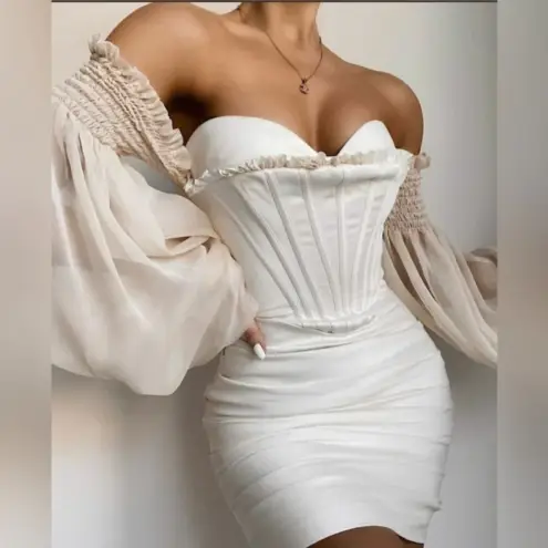 House Of CB  'Beau' Ivory Draped Corset Dress NWOT‎ size L