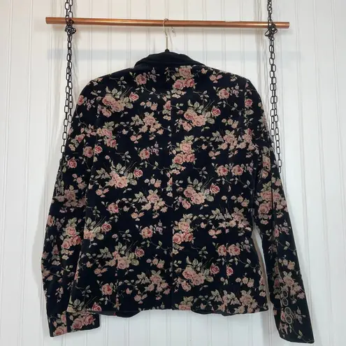 Pink Martini Floral Blazer Single Breasted One Button Career Workwear Size XS S