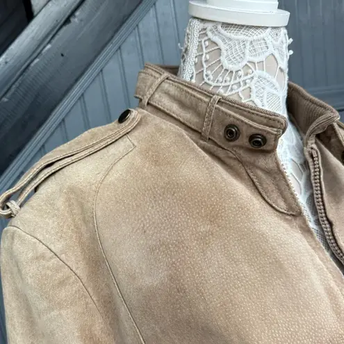 Members Only Vintage Tan Suede Bomber Jacket – Size 42 (Fits Women’s S–M)