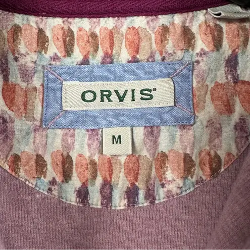 Orvis  Signature Softest Trim Print Quarter Zip Sweatshirt Sweater Lavender M