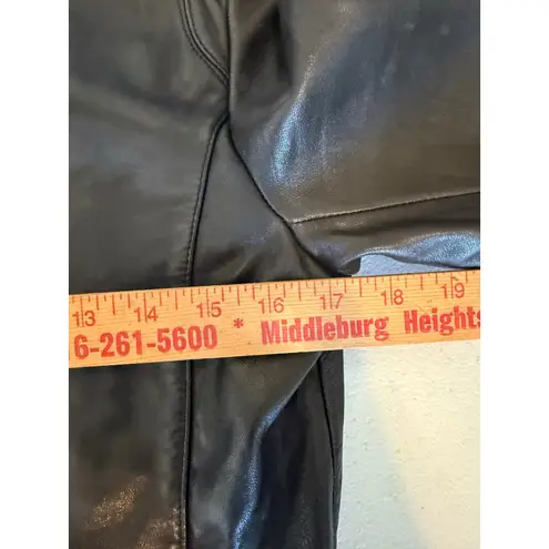 Reaction Kenneth Cole Leather Jacket Women's Collared Full Zip Black Small