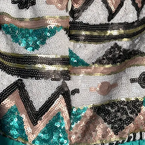 Strapless Sequin Mint Green Dress Mardi Gras Size L