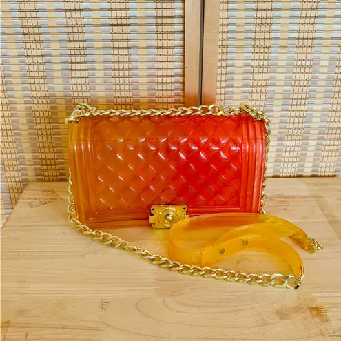 Risotto Orange pink jelly bean golden chain crossbody bag purse