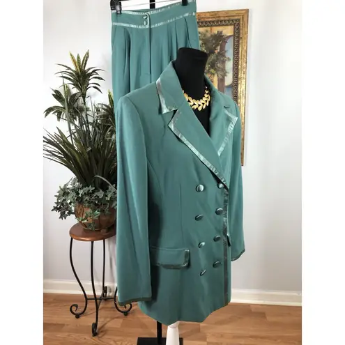 Together Women 2 Pc Pants Suit 10 Green Long Sleeve Clueless Preppy Office Siren