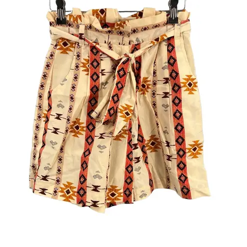Never Fully Dressed Bridget Shorts Cream Multi Paperbag Waist US 6 New Red