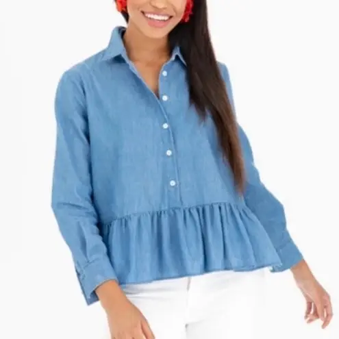Tuckernuck Pomander Place Chambray Babydoll Top Sz.S Blue