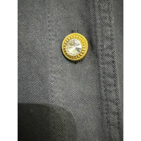 Miss & Mrs Western Vintage Cactus Cross Rhinestone Button Down Shirt Blouse XL Black