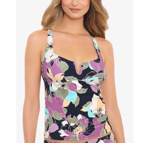 Salt + Cove Midnight Bloom V Wire Tankini Top Swimsuit, Size M NEW w/Tag Purple Size M