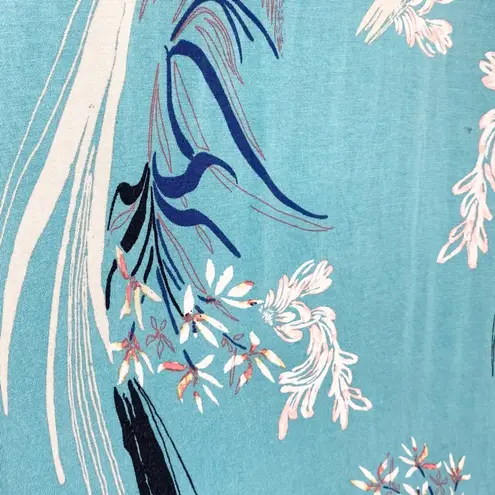 Joan Vass Teal Blue Floral Summer Maxi Dress Size Small