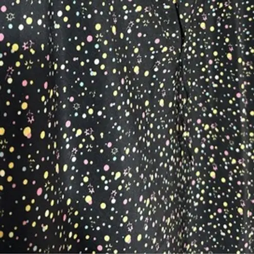 Y2K Vintage L&S Womens sz M Black Floral Polkadot Lace Up VNeck Midi Dress 90s Size M