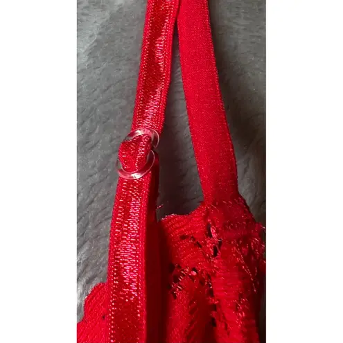 Escante Lingerie Top Womens Large Red Lace Garter Straps Suspender Adjustable