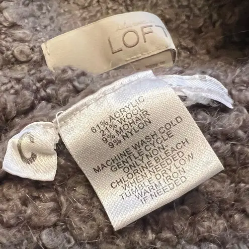 Loft  Soft Mohair Sweater Vest Gray Brown Small Pockets Open cowl neck Wool