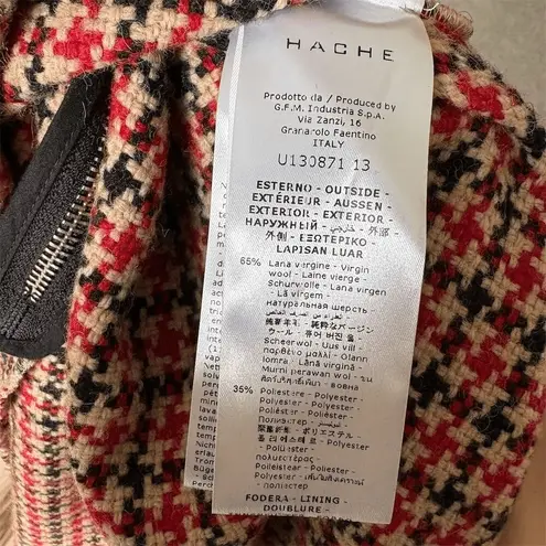 Hache Houndstooth Wool Blend Tweed Cape Dress Size 40/4 Made in Italy Academia Black