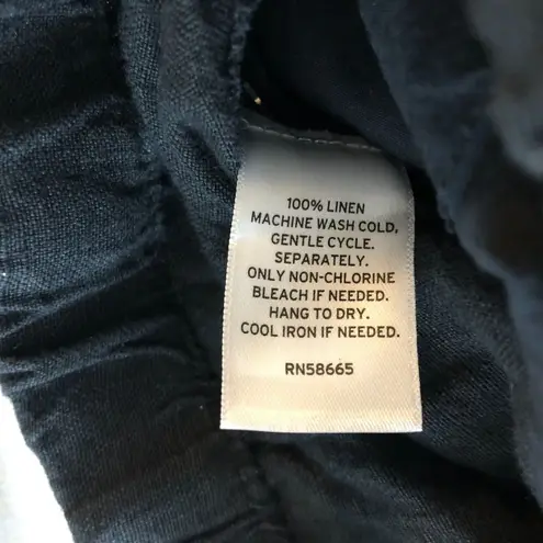 Caslon Womens Pull On Linen Cargo Pants Wide Leg Black L