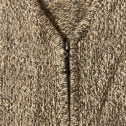 Liz Claiborne Vintage Crazy Horse Brown Sweater 1X Zip Up Knit Appliqué V-Neck
