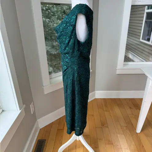 Dress Barn  Collection Dark Green Lace Cowl Neck Sleeveless Midi Formal Dress 12