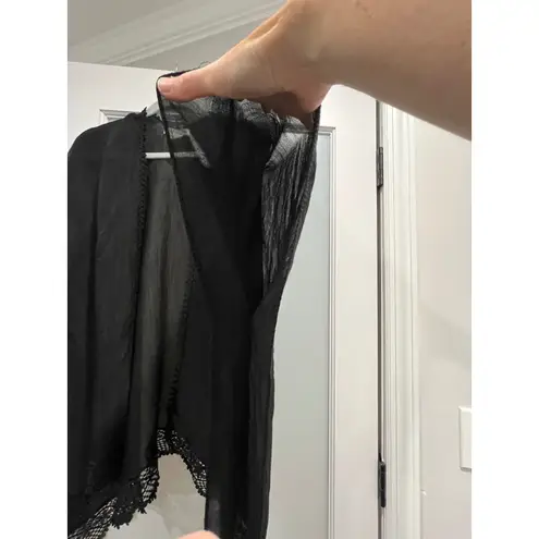 Treasure & Bond Treasure Bond Black Lace Trim Sheer Kimono Cardigan One Size