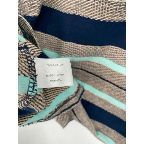 Orvis Shirt Womens Small Blue Gray Striped L/S V-Neck Pullover
