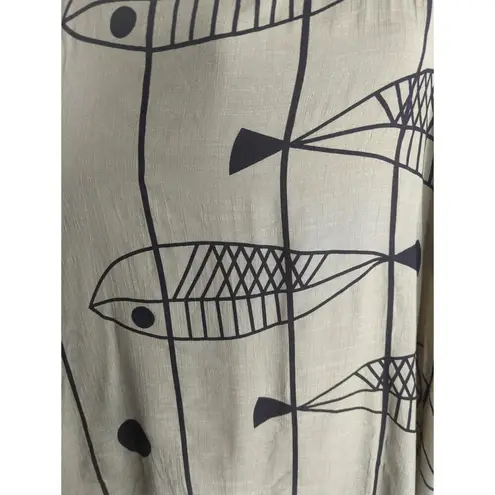 India‎ Boutique Fish Print Grayish Green Dress OS NWT Artsy Coastal Nautical Size undefined