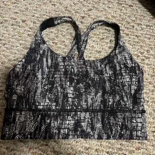 Lululemon  Energy Longline Bra Lino Slide Alpine White Black- Size 4