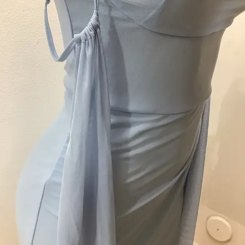Elegant Size Small Light Blue Sheer Bell Sleeve Mini Dress. Preloved