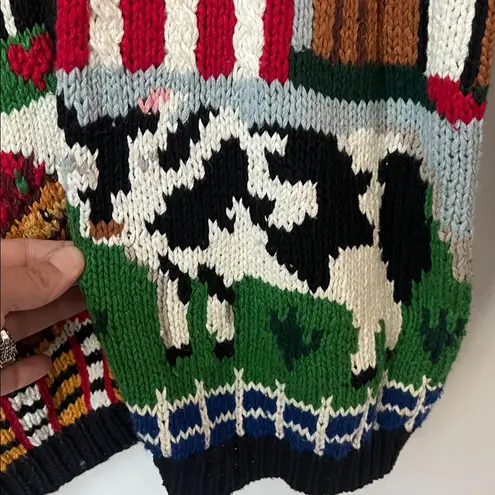 Vintage 90s Farm Sweater – Heirloom Collectibles – Fall Cardigan – Size Large Black