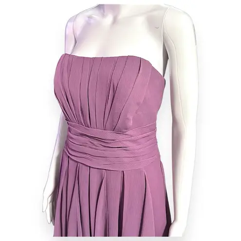 David's Bridal David’s Bridal Lavender Cascade Ruffle Strapless Cocktail Bridesmaid Dress 10