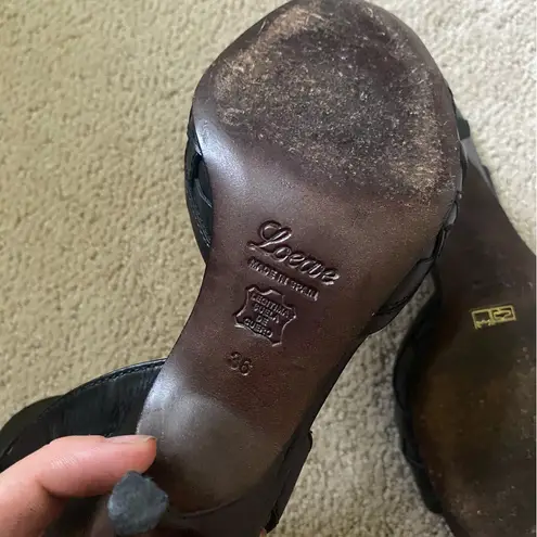 Loewe Authentic wrap ankle woven kitten heel sandals black leather