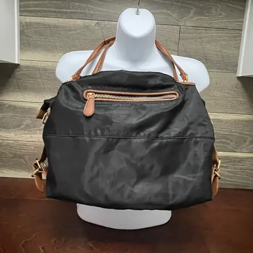 Big Buddha Black Slouchy Shoulder Bag with Tan Removable Shoulder Strap