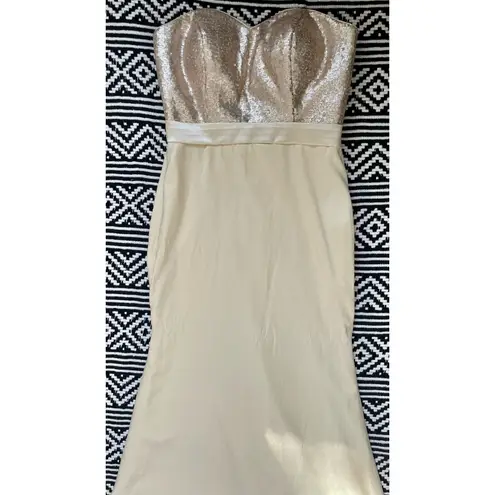 Hebeos Champagne Gold Sequin Mermaid Dress