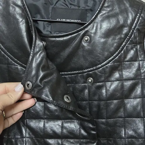 Club Monaco Womens Faye Quilted Leather Moto Jacket Sz XS