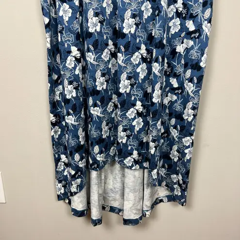 Duluth Trading Co Dress Womens 2X To N Flow Maxi Blue Floral Plus High Low New